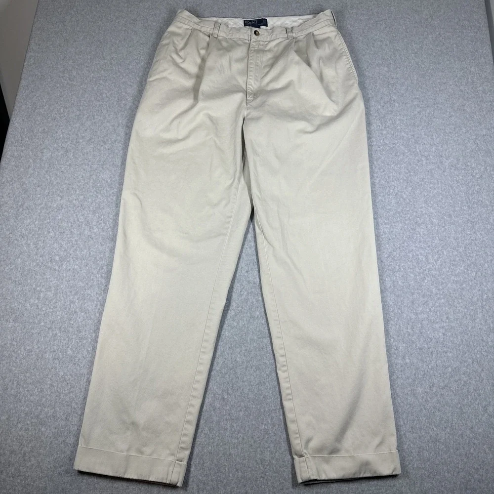 Vintage Polo Ralph Lauren Hammond Pant Double Pleated Cuffed Men's 36X34 Preppy